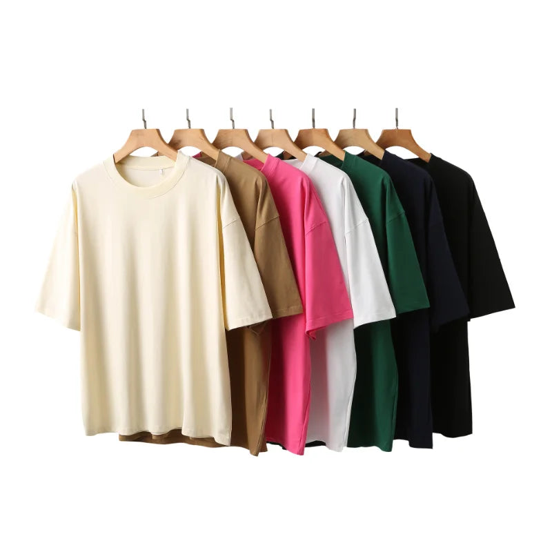 No Craft 220gsm Solid Color Premium T-Shirt 100% Cotton O-Neck Pullover Fast Shipping Short Fitted Oversized T-Shirts Short