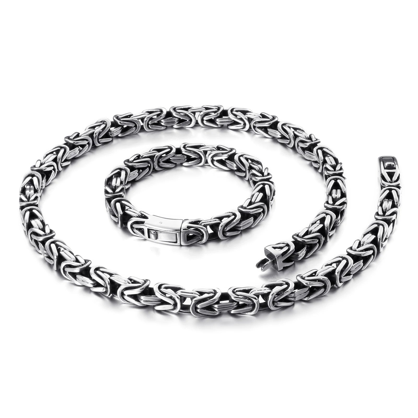 KALEN Fashion Multi-layer Bracelet and Necklace Stainless Sets Men