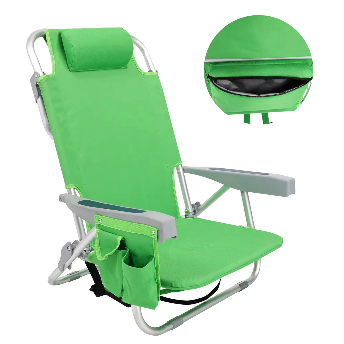 Modern Lightweight Metal Garden Chair for Adults with Cooler Pouch Portable Outdoor Furniture for Courtyard Use