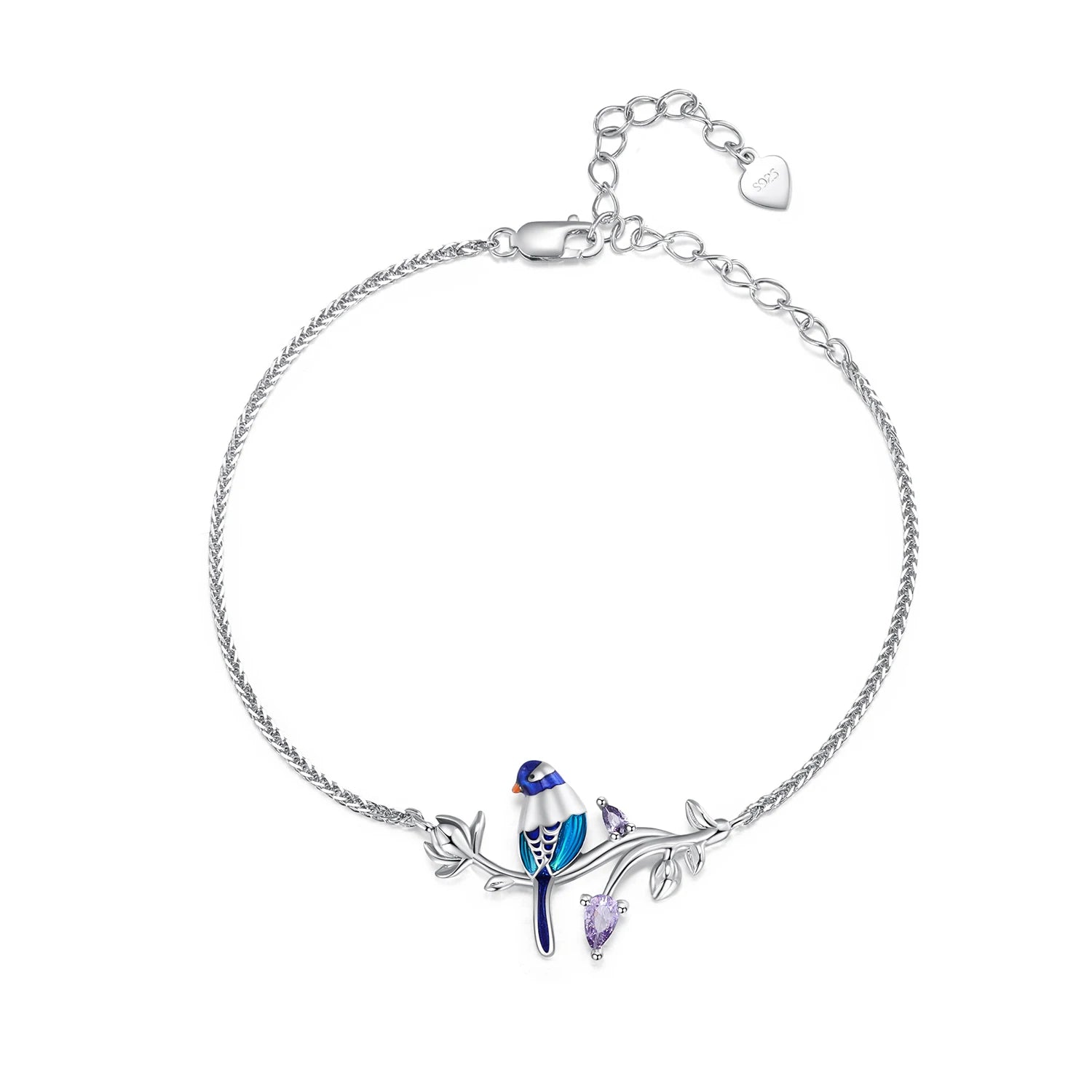 S925 Sterling Silver Spring/summer Colorful Kingfisher Platinum Plated Jewelry Bracelet