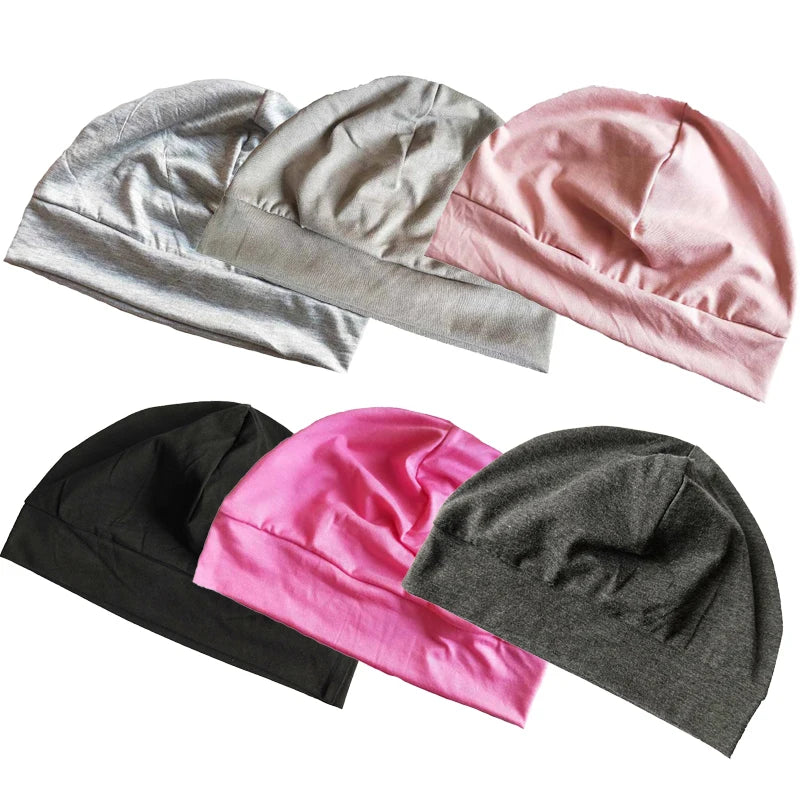 Custom Print Logo Soft Elastic Night 100 Cotton Skull Sleep Cap Beanie Hat for Men Women Sleeping