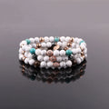Classic Design Natural Stone Gemstone CZ Stainless Steel Beaded Elastic Fashion Bracelet for Men Women JBS12371