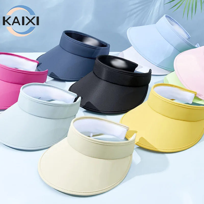 Wholesale Unisex Adult UV Protection Sun Hat Yellow Leopard Dot Oxford Sporty Street Visor Cap Promotional Sunscreen Cap