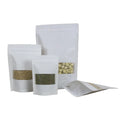 Customizable White Matte Kraft Paper Mylar Zip Lock Stand-Up Plastic Bags Resealable Window Customizable Packaging Food Sugar