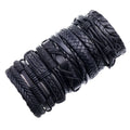 10pcs/set Black Leather Handmade Woven DIY Multi-layer Wrap Braided Bracelets Gifts Jewelry for Men
