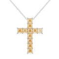 New Arrival S925 Sterling Silver Cross Pendant Necklace Emerald Cut Yellow Moissanite for Women and Men Lead Free