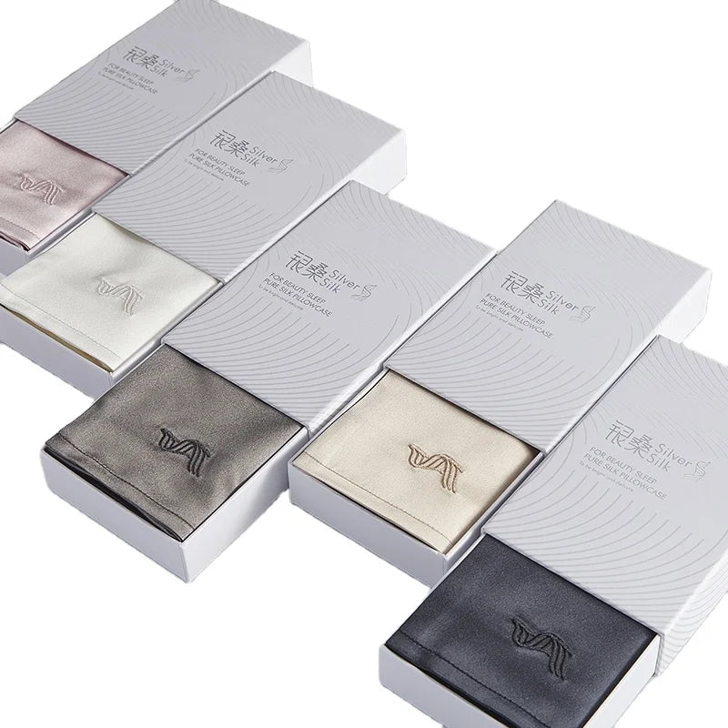 22MM Highest Quality 6A Mulberry Silk Both Side Pillowcase in Custom Box