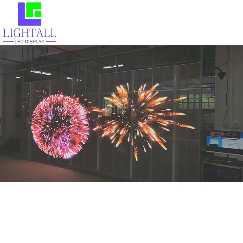 P3.91 Indoor Outdoor Glass Window Curtain Transparent Stage Video Wall for Shopping Mall Advertising LED Display