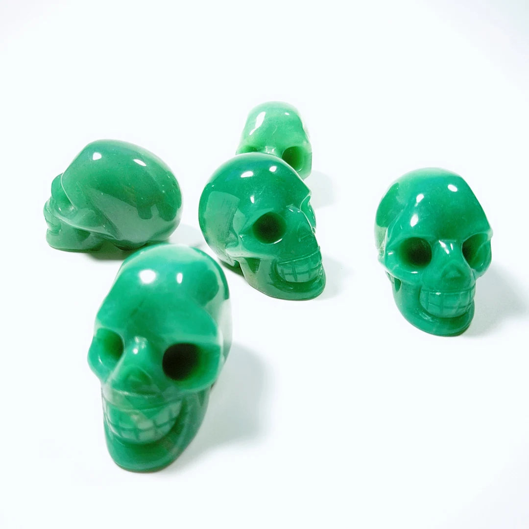 Huiying Cheap price hand made natural green aventurine paperweight stone 2 inch skulls for decoration crafts
