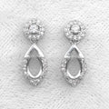 Sterling Silver 5*7/6*8mm Semi Mount Stud Earrings Empty Support Blank Claw Setting S925 Base Without Center Stone for DIY Inlay