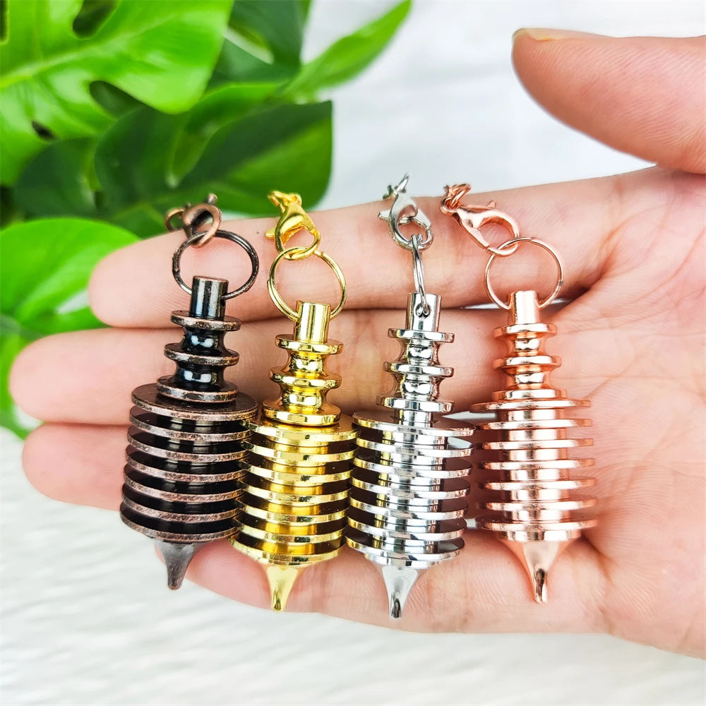 Hot Selling Metal Dowsing Pendulum Multi Colors Rose Gold Silver Plated Copper Brass Pendant  Pendulums with Chains for Sale