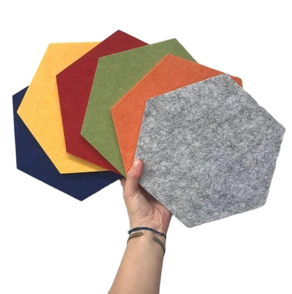 Modern Hexagonal Polyester Plate PET Wall Panels Fire Prevention Decorative Acoustic Board with Adhesive for Apartment Use
