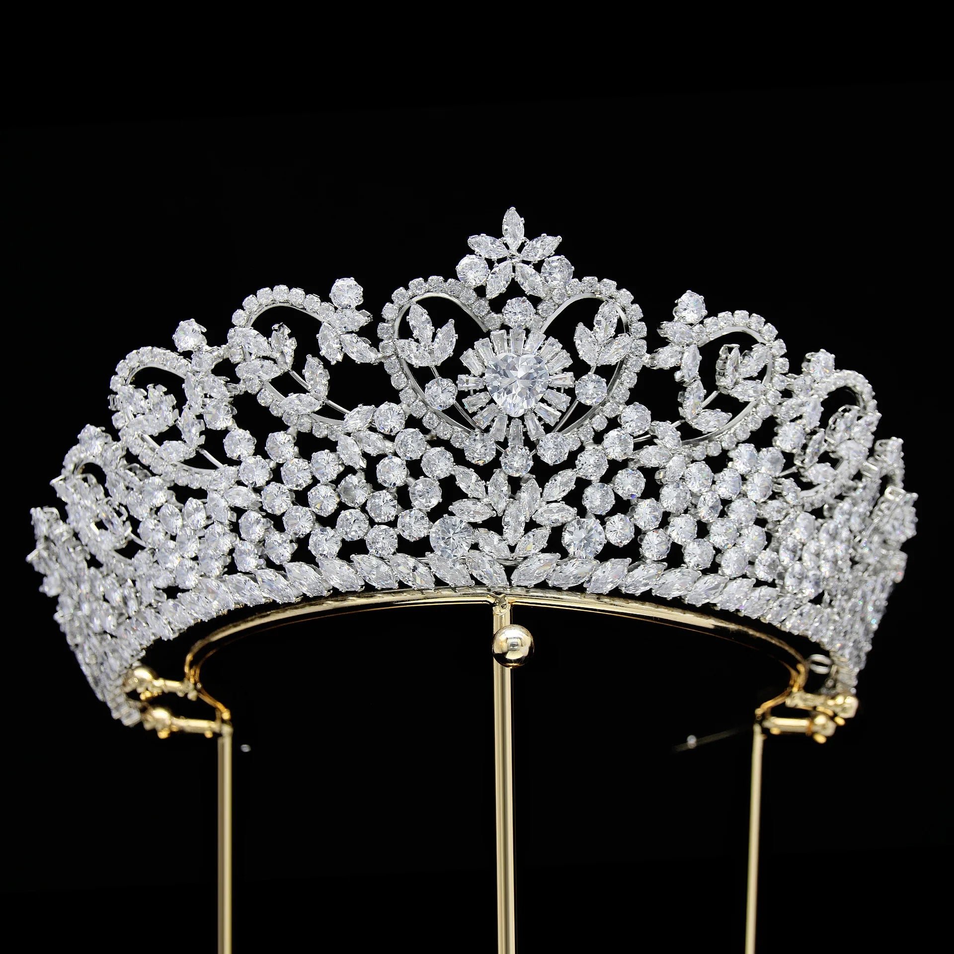 In Stock Zircon Bridal Tiara Bridal Hair Accessories Luxury Pageant Crown for Women