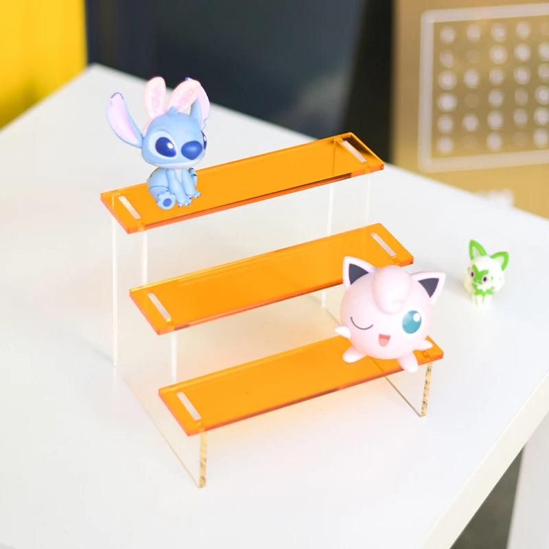Orange Acrylic Toy Display Stand Semi Transparent Orange Assembling Desktop Display Platform DIY Assembly