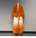 Latest Design Fall African Outfits for Lady Long Sleeve Coat and Midi Skirt 2 Piece Set for Women