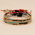 Bohemia Handmade Miyuki Seed Beads Mixed Color Adjustable Star Turkish Eye Design Hand Accessory Fashion Jewelry Woman Bracelet