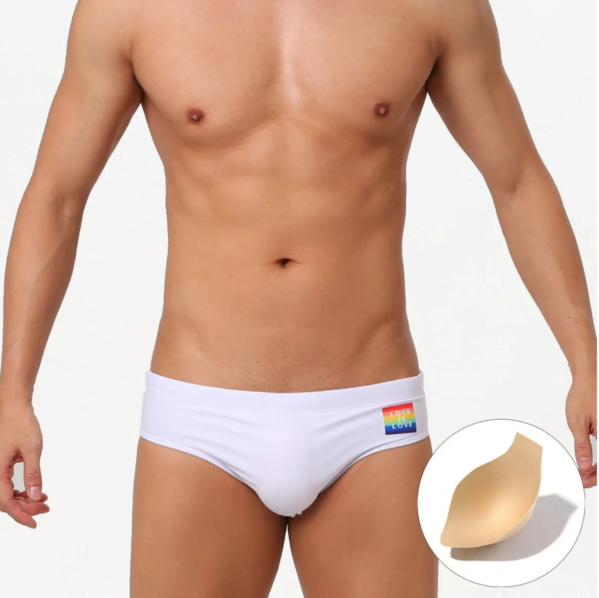 Men's Rainbow Triangle Board Shorts with Cup Gradual Change Swim Trunks