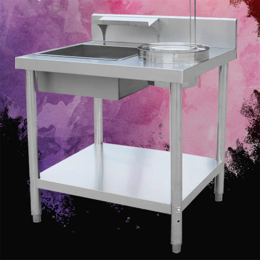 0.8M 1M Kitchen Equipment Wrapping Powder Table Stainless Steel Chicken Breading Table