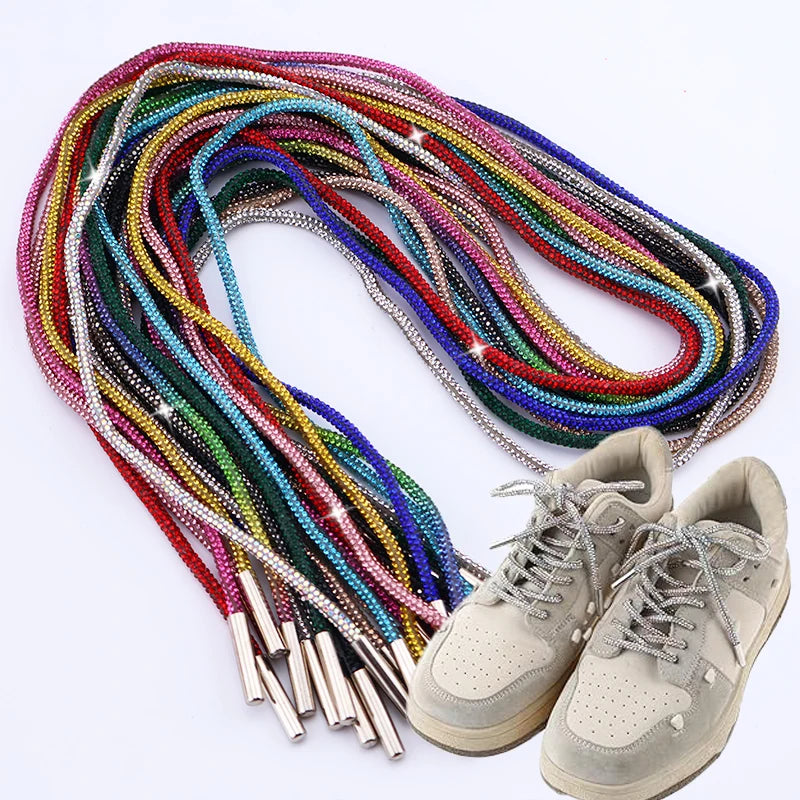 Luxury Rhinestone Shoelaces Rainbow Diamond Shoe Laces Sneakers Laces Shoes Round Shoelace 80/100/120 DIY Strings