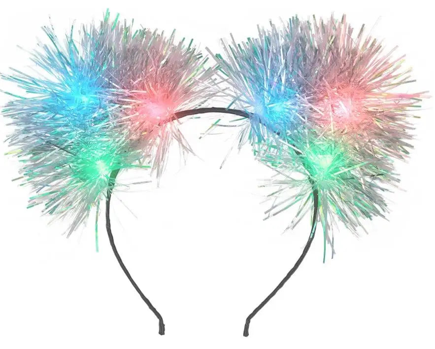 Light up Cat Ears Headband LED Color Change Flash Kitten Headband Rave Hair Accessories for Adult Multicolor Ramadan Graduation
