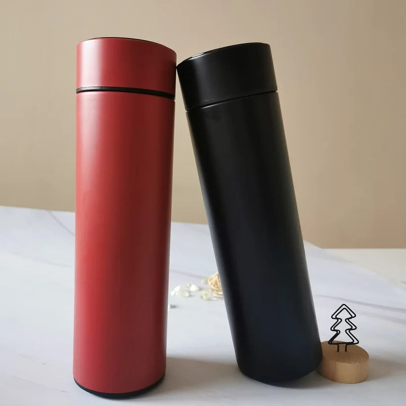 Sports Stainless Steel Water Bottle with Tea Infuser and LED Display Lid