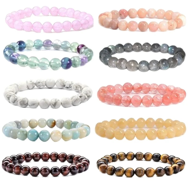 8mm Fashion Brand Luxury Crystal Rhinestone Ball Trendy Stretch Beaded Bracelet for Women Men Handmade