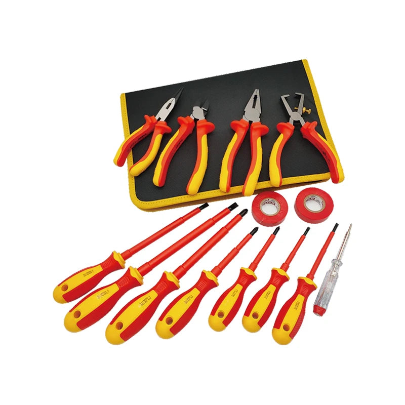 SHALL 15pcs VDE 1000V Pliers Set  Diagonal Cutting Pliers Wire Stripper Pliers and Screwdriver Kit Set