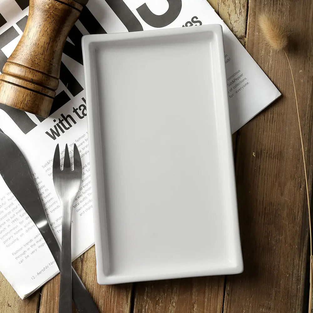 Factory Direct Wholesale Ceramic Small Rectangle Dinner Cake Plates  for Restaurantsmatte White Small Porcelain Dessert Plate