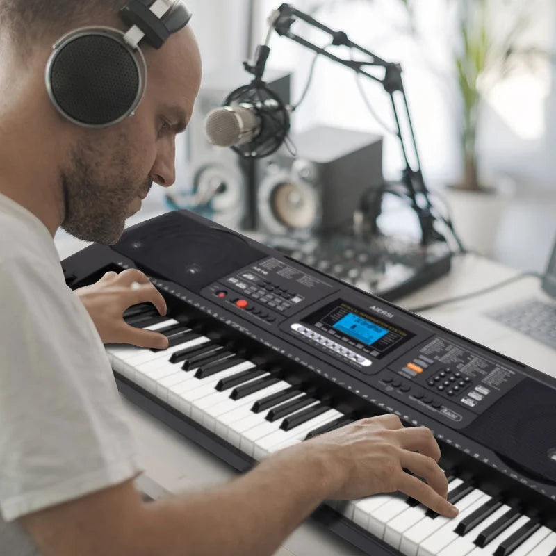 Custom Brand 61 Notes Electronic Organ Desktop Digital Piano 61 Keys Touch Response Pitch Bend Tremolo Keyboard Music Instrument