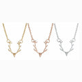Women Deer Horn Pendant Necklace Charms Christmas Gold Chain Antlers Choke Girl Kids Creative Christmas Jewelry