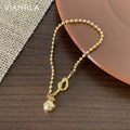 VIANRLA 18K Gold Plated Bracelet Ball Pendant Bead Bracelets 925 Sterling Silver Jewelry for Girl Drop Shipping Free Laser Logo