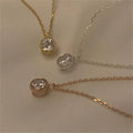 925 Sterling Silver Shiny Round Zircon Necklace Small Charm Necklaces Women Korean Fashion Minimalist Modern Jewelry Wholesale