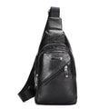 Fashion Men's Chest Bag Outdoor Messenger Bag PU Leather Multi-layer Mobile Phone Shoulder Bag
