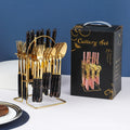 Hot Selling 24Pcs Stainless Steel Gold Cutlery Set Spoon Knife Fork Silverware Wedding Flatware