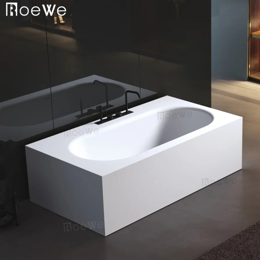 71 Inch square Shape Cast Stone Bath Solid Surface Tub Luxury Soaker Bathroom Freestand Artificial Stone Bathtub