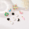 Cute Pegasus Beast Star Moon Rainbow Shell Flower Enamel Brass Pendant Necklace Earrings Cartoon Charms DIY Making Accessories