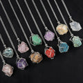 Wholesale Stainless Steel 18k Gold Net Bag Natural Crystal Raw Stone Adjustable Bamboo Knot Net Pendant Necklace Gemstone