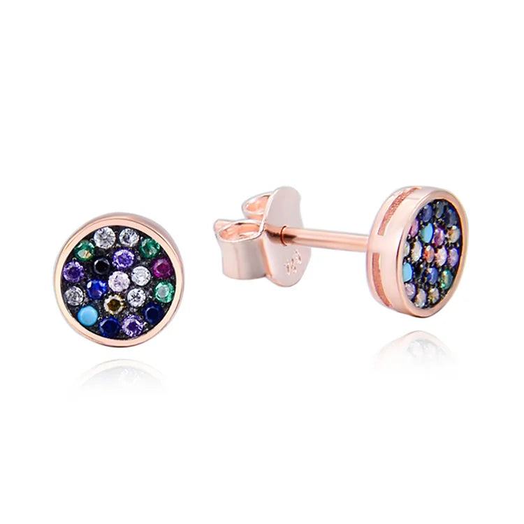 925 Sterling Silver Luxury Saudi Multicolor Pave Setting Rose Gold Earrings Design