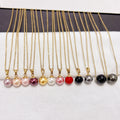 Gold Plated Single Fashion Artificial Pearl Pendant Necklace Colorful Pearl Necklace for Women Jewelry Anniversary Wedding Gift