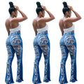 Custom Logo Printed Mujer Stylish Ripped Jeans Blue Loose Fashion Women High Waist New Baggy Jeans Women Pants Casual Jeans