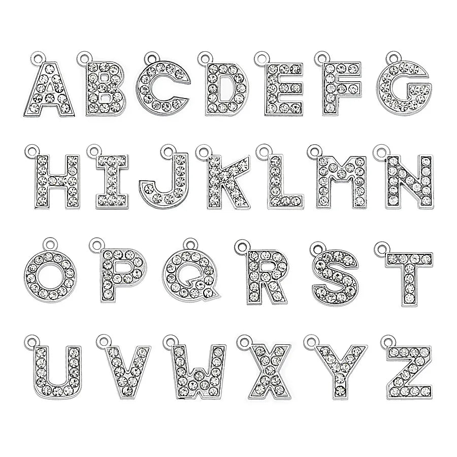 Wholesale Rhinestone Letter Slide Alphabet Pendant Charms for DIY Jewelry Bracelet Necklace Making