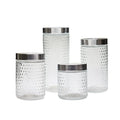4 Size Machine Made Glass Storage Jar for Grains Coffee Tea Sugar Clear Round Glass Storage Jars with Metal Lid for Food