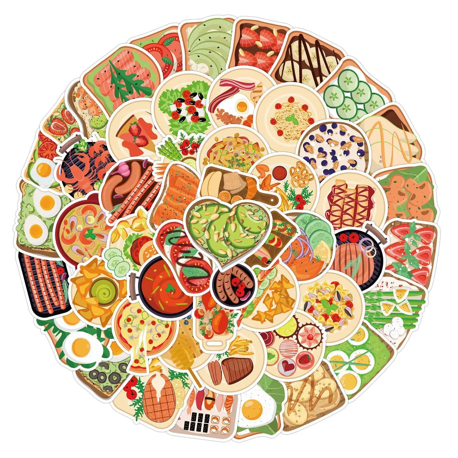 50PCS VSCO Fresh bread fast food decals cute cartoon toast sticker