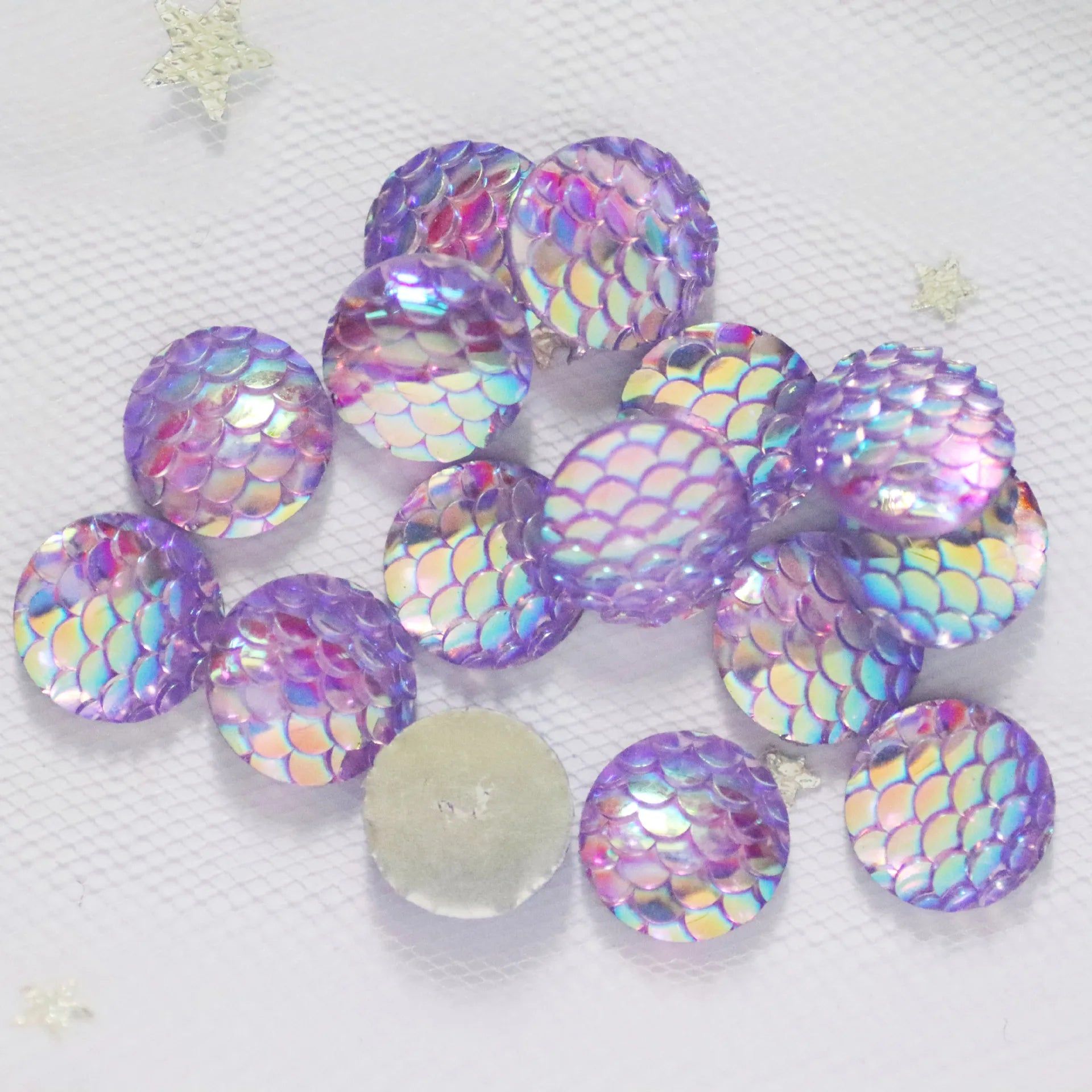 Factory Wholesale 12mm Acrylic Diamonds Flatback Scaly Figure AB Glitter DIY Round Resin Drill