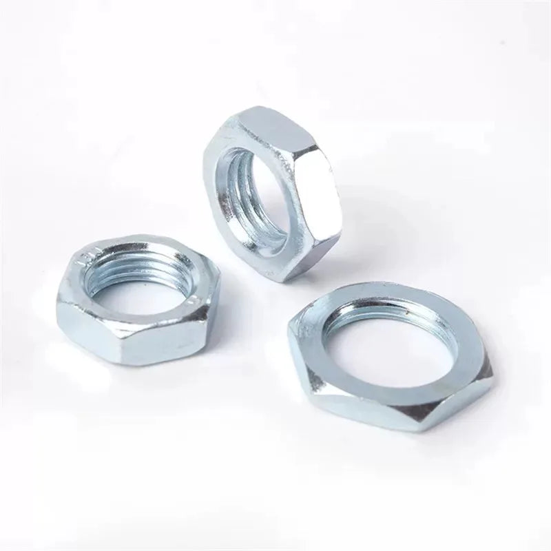 Hexagonal Metal Carbon Steel White Zinc Hex Thin Metric Right Thread Jam Nut DIN439