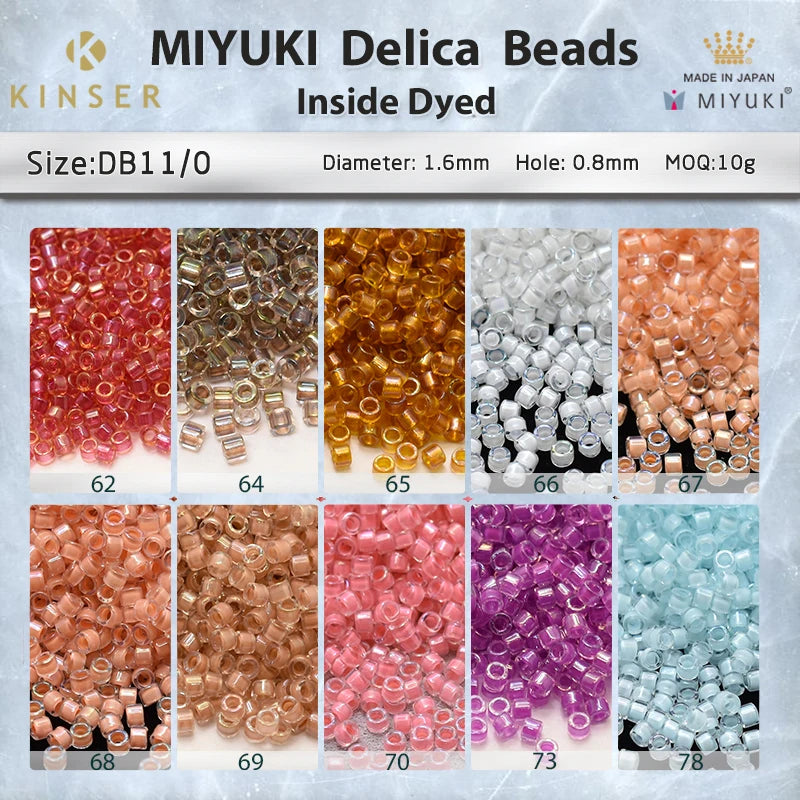 Miyuki Delica Beads 1.6 mm [10 Color Inside Dyed 1 ]10g Pack