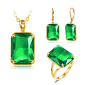 Fine Vintage Engagement Jewelry Set Bijoux Argent 925 Designer Simple Geometric Design Rectangle Emerald Stone Women 925 Silver