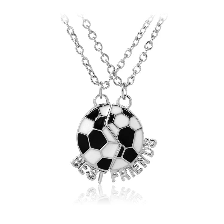 G1420 Wholesale Friendship Gift Bestfriend BFF Necklace Black Football Boys Best Friend Necklaces for 2
