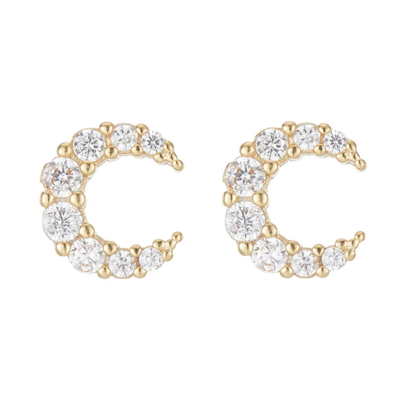 925 Sterling Silver Earrings Female Letter c Diamond Earrings Minimalist Cold Wind Earrings Ins Temperament Jewelry