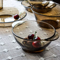 Red Cherry Manufacturer Household Tan Double Ear Handle Lead-free  Fruit Salad Glass Tableware Bowl